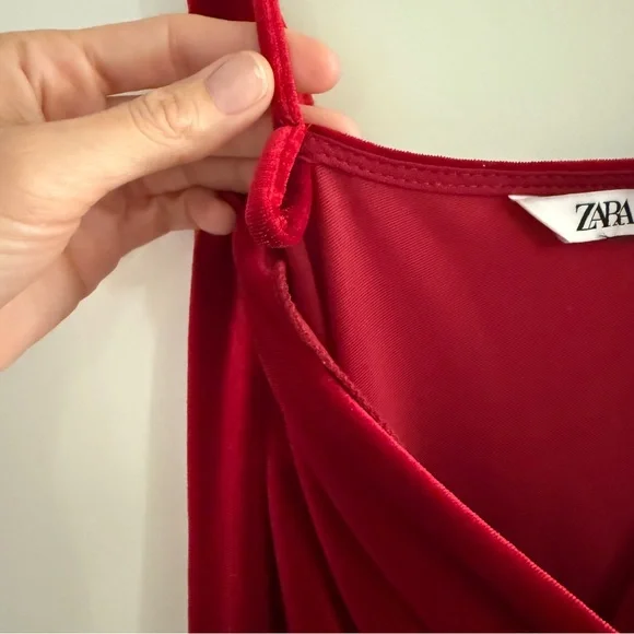 Gorgeous Zara Deep Red Velvet Dress - Picture 5 of 8